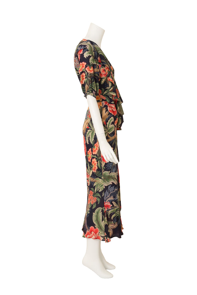Floral Ruffle Wrap Dress by Etro on mannequin side @ Recess LA