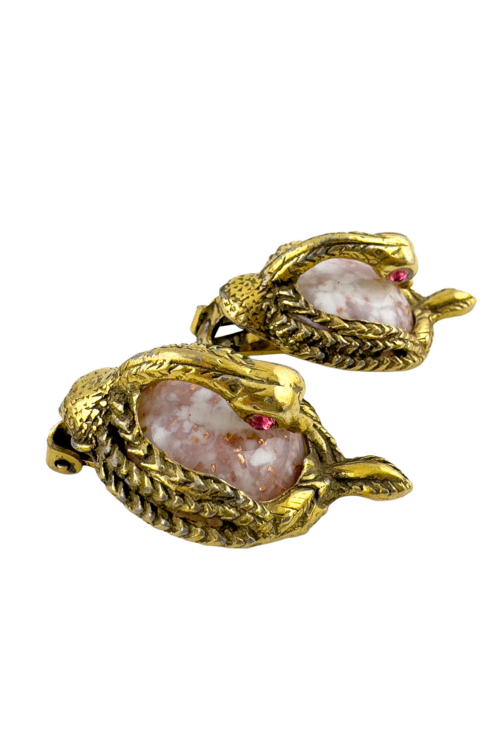 Vintage Swan Stone Bracelet & Earrings Set earrings closeup @recess la