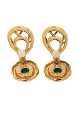 Vintage Guy Laroche Green Wrapped Hoop Drop Earrings backs open @ Recess LA