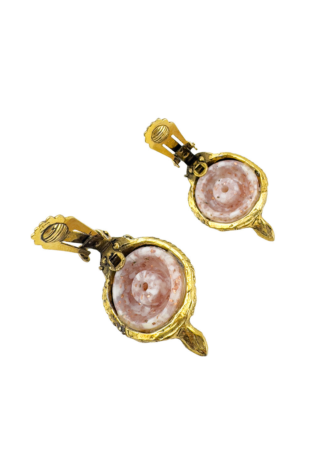 Vintage Swan Stone Bracelet & Earrings Set back of earrings @recess la
