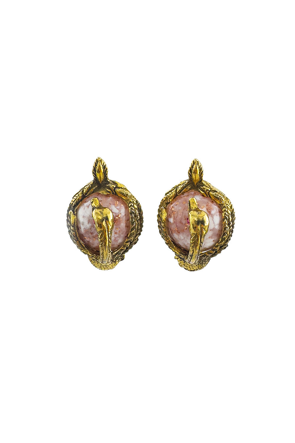 Vintage Swan Stone Bracelet & Earrings Set top of earrings @recess la