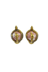 Vintage Swan Stone Bracelet & Earrings Set top of earrings @recess la