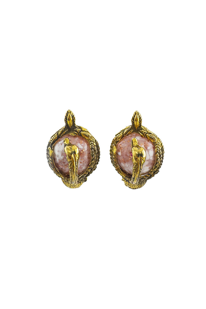 Vintage Swan Stone Bracelet & Earrings Set top of earrings @recess la