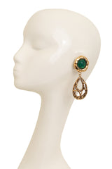 Vintage Guy Laroche Green Wrapped Hoop Drop Earrings on mannequin @ Recess LA