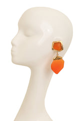 Vintage Guy Laroche Orange Geometric Resin Drop Earrings on mannequin @ Recess LA
