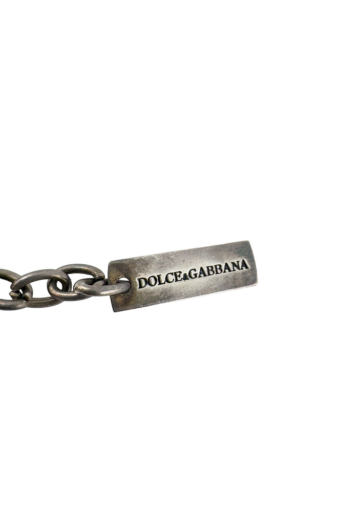 Vintage Dolce & Gabbana Crystal & Pearl Rosary Necklace signature tag @recess la