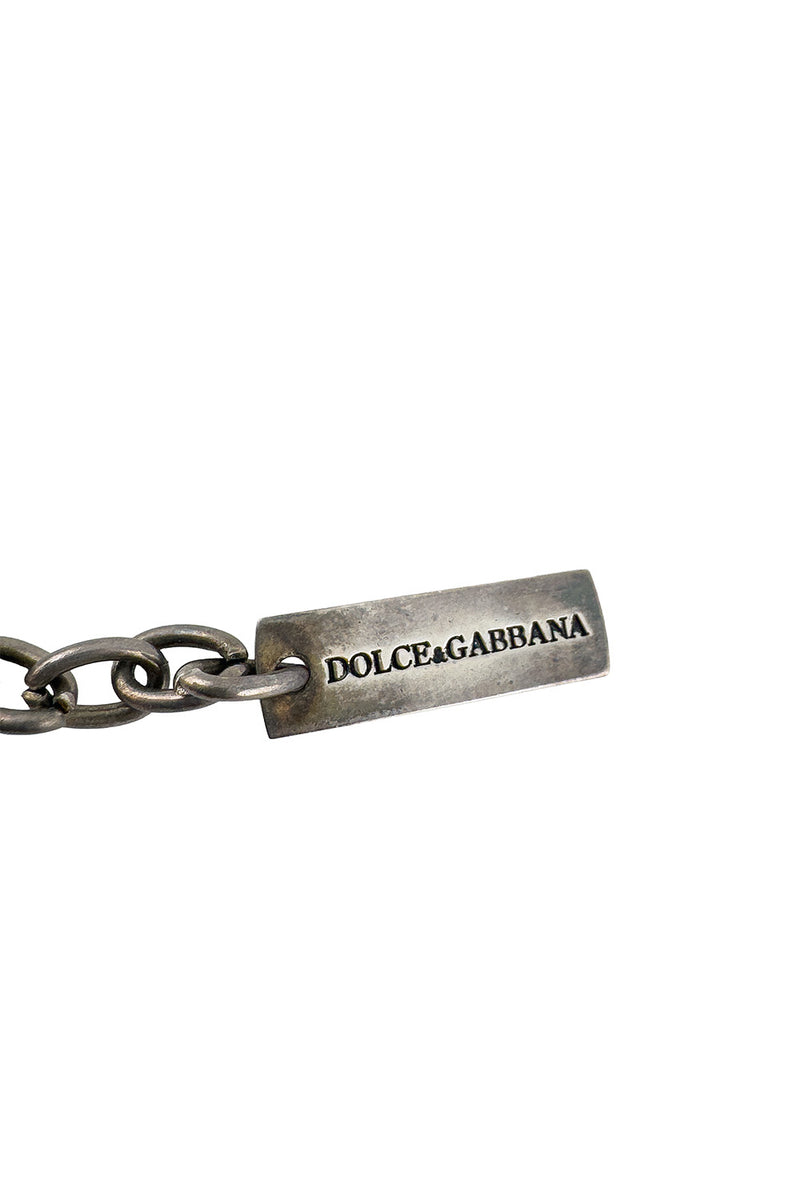 Vintage Dolce & Gabbana Crystal & Pearl Rosary Necklace signature tag @recess la