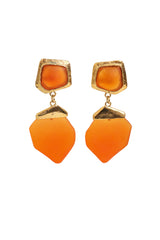 Vintage Guy Laroche Orange Geometric Resin Drop Earrings @ Recess LA
