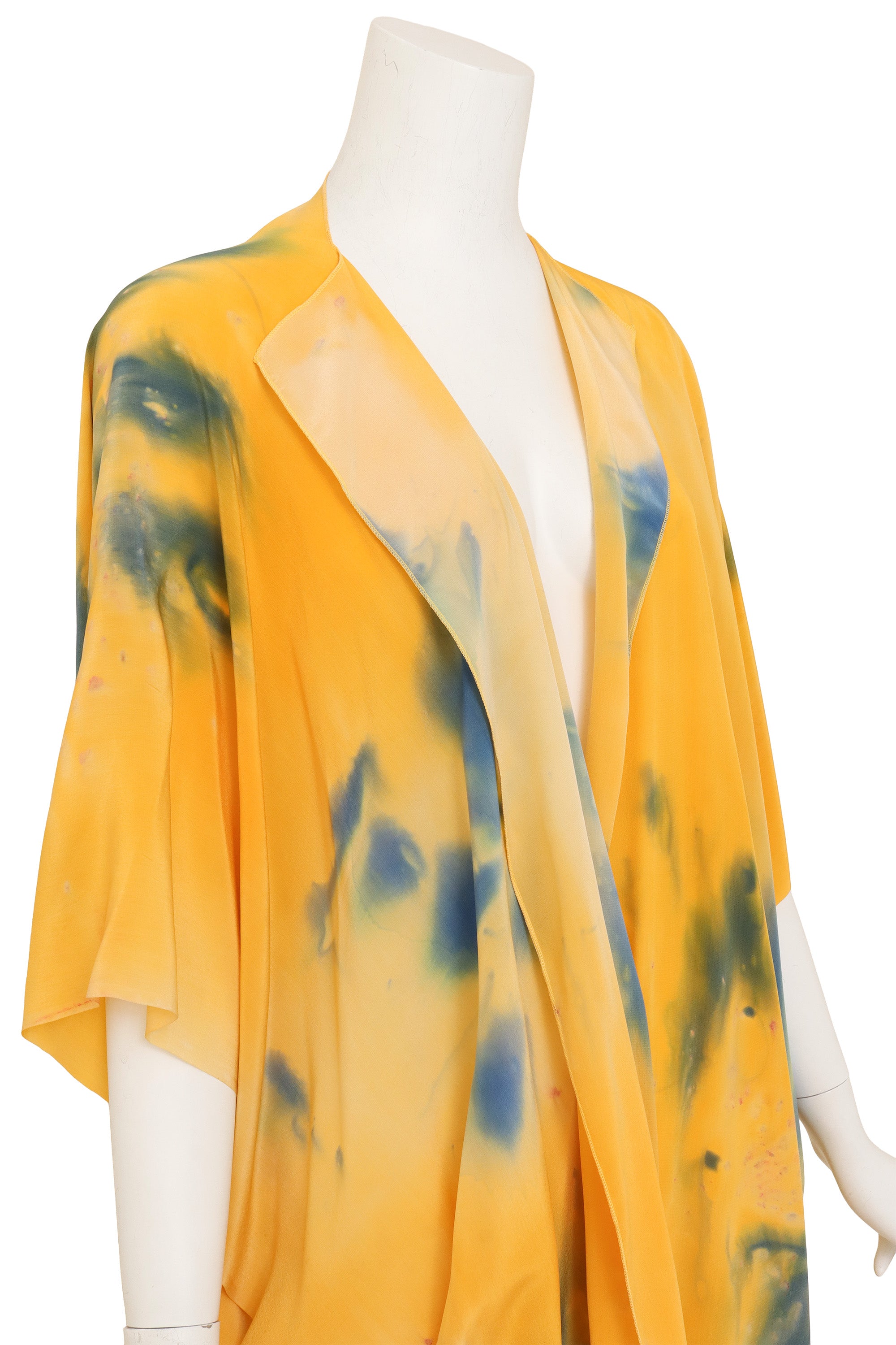 tie dye kimono-style duster on mannequin close @ Recess LA