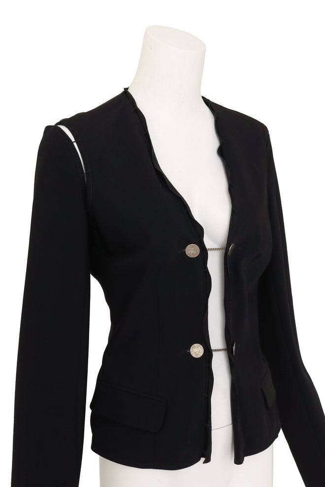 Cutout Coin Button Jacket by YSL on mannequin close @ Recess LA