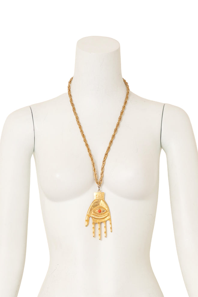 Hamsa Pendant Chain Necklace on mannequin @ Recess LA