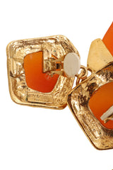 Vintage Guy Laroche Orange Geometric Resin Drop Earrings signature @ Recess LA