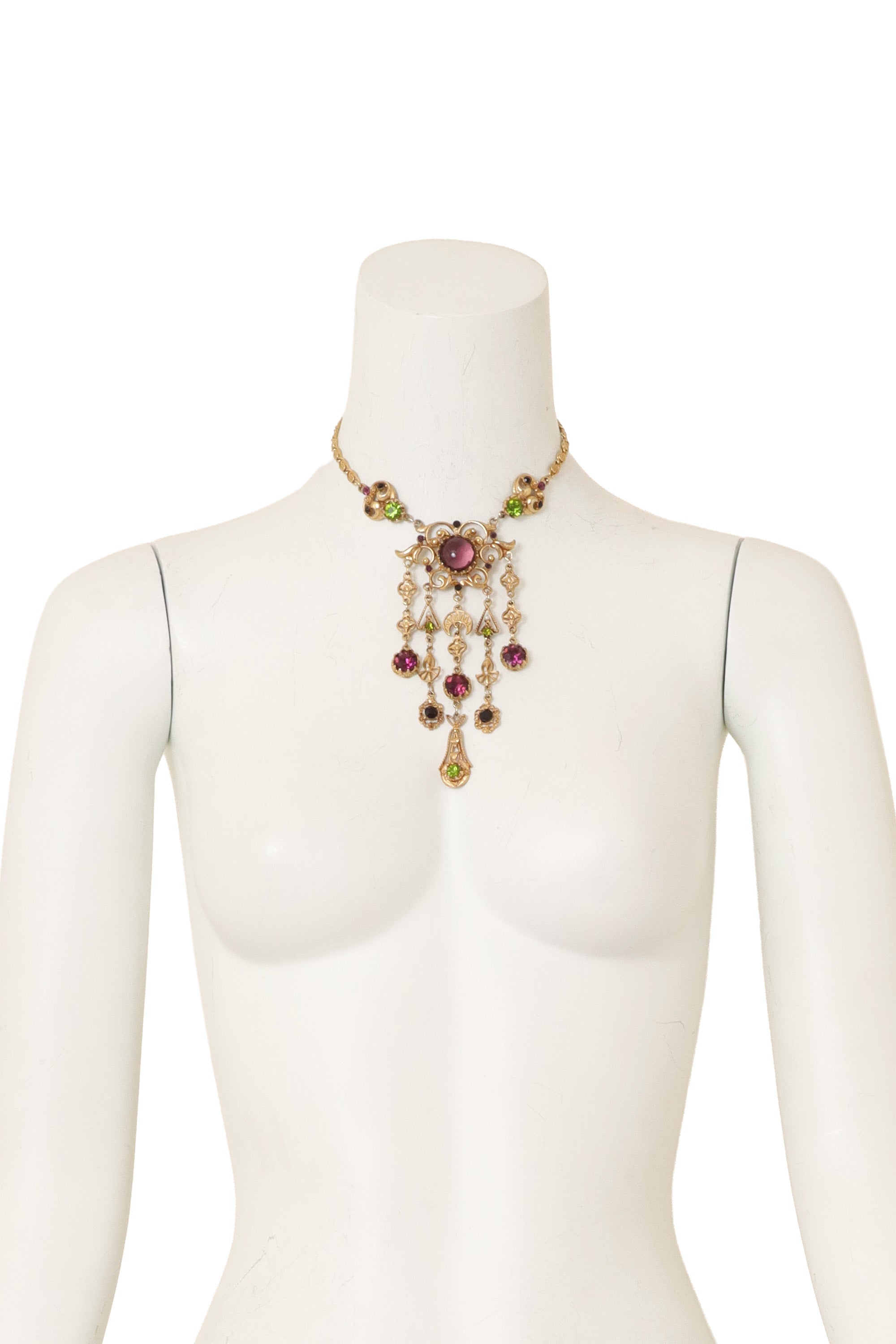 Ornate Cabochon Fringe Necklace by Lupe on mannequin @ Recess LA