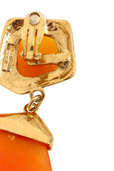 Vintage Guy Laroche Orange Geometric Resin Drop Earrings top tarnish @ Recess LA