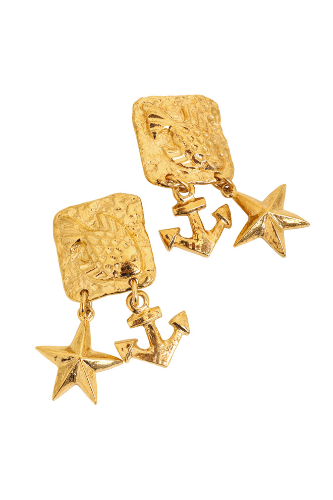 Vintage Marie Claire Paris Nautical Charm Earrings close @ Recess LA