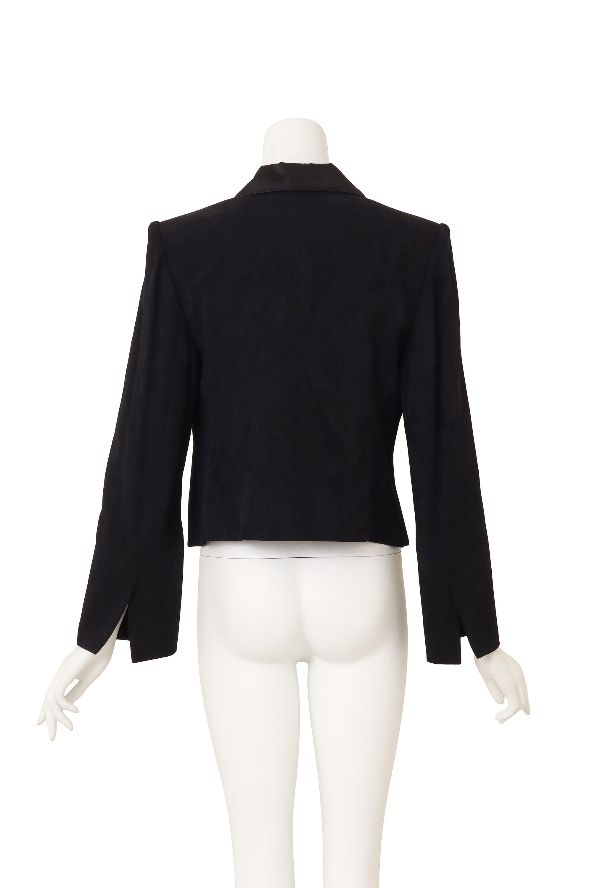 Jacquard tuxedo jacket by Christian Dior on mannequin back @ Recess LA