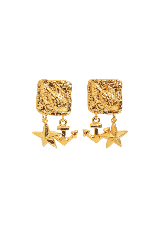 Vintage Marie Claire Paris Nautical Charm Earrings @ Recess LA