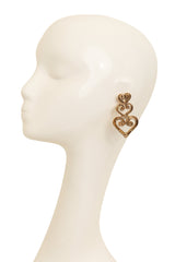 Vintage Mosaique Paris Scroll Heart Drop Earrings on mannequin @ Recess LA