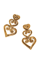 Vintage Mosaique Paris Scroll Heart Drop Earrings close @ Recess LA