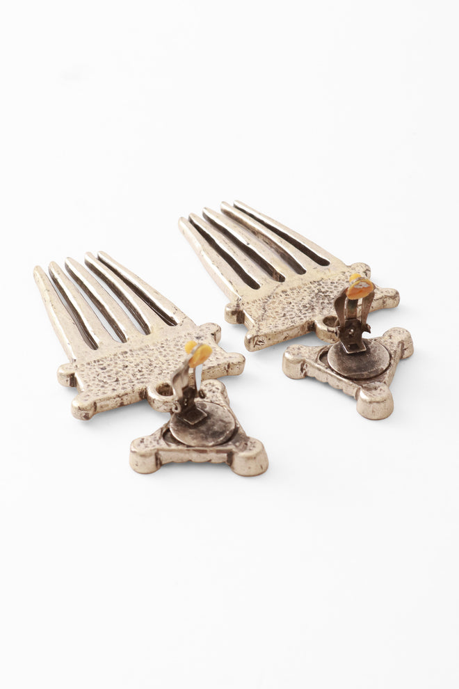 Vintage comb earrings backs open @ Recess LA