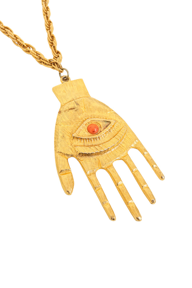 Hamsa Pendant Chain Necklace close @ Recess LA