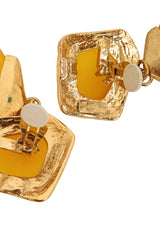 Vintage Guy Laroche Yellow Geometric Resin Drop Earrings signatures @ Recess LA
