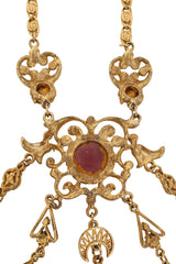 Ornate Cabochon Fringe Necklace by Lupe back @ Recess LA