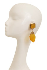 Vintage Guy Laroche Yellow Geometric Resin Drop Earrings on mannequin @ Recess LA