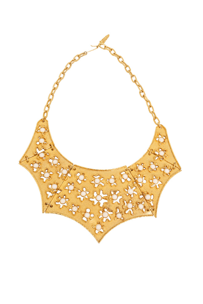 Openwork Floral Bead Bib Necklace by Goldette @ Recess LA