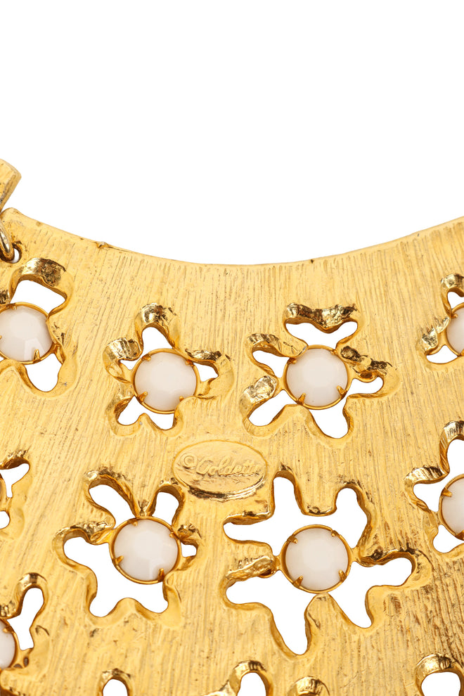 Openwork Floral Bead Bib Necklace by Goldette logo @ Recess LA