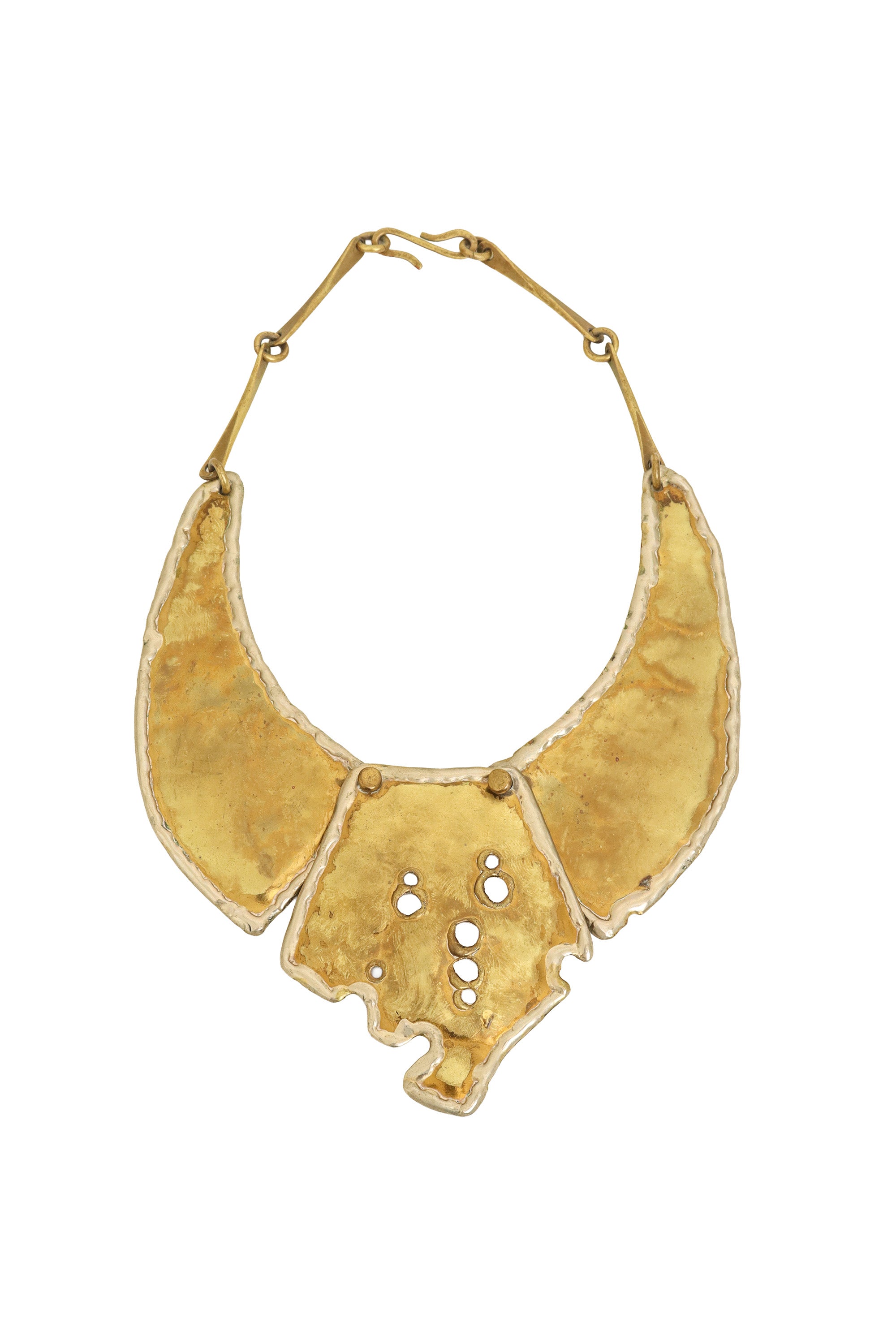 Mixed Metal Hammered Hole Brutalist Collar @ Recess LA