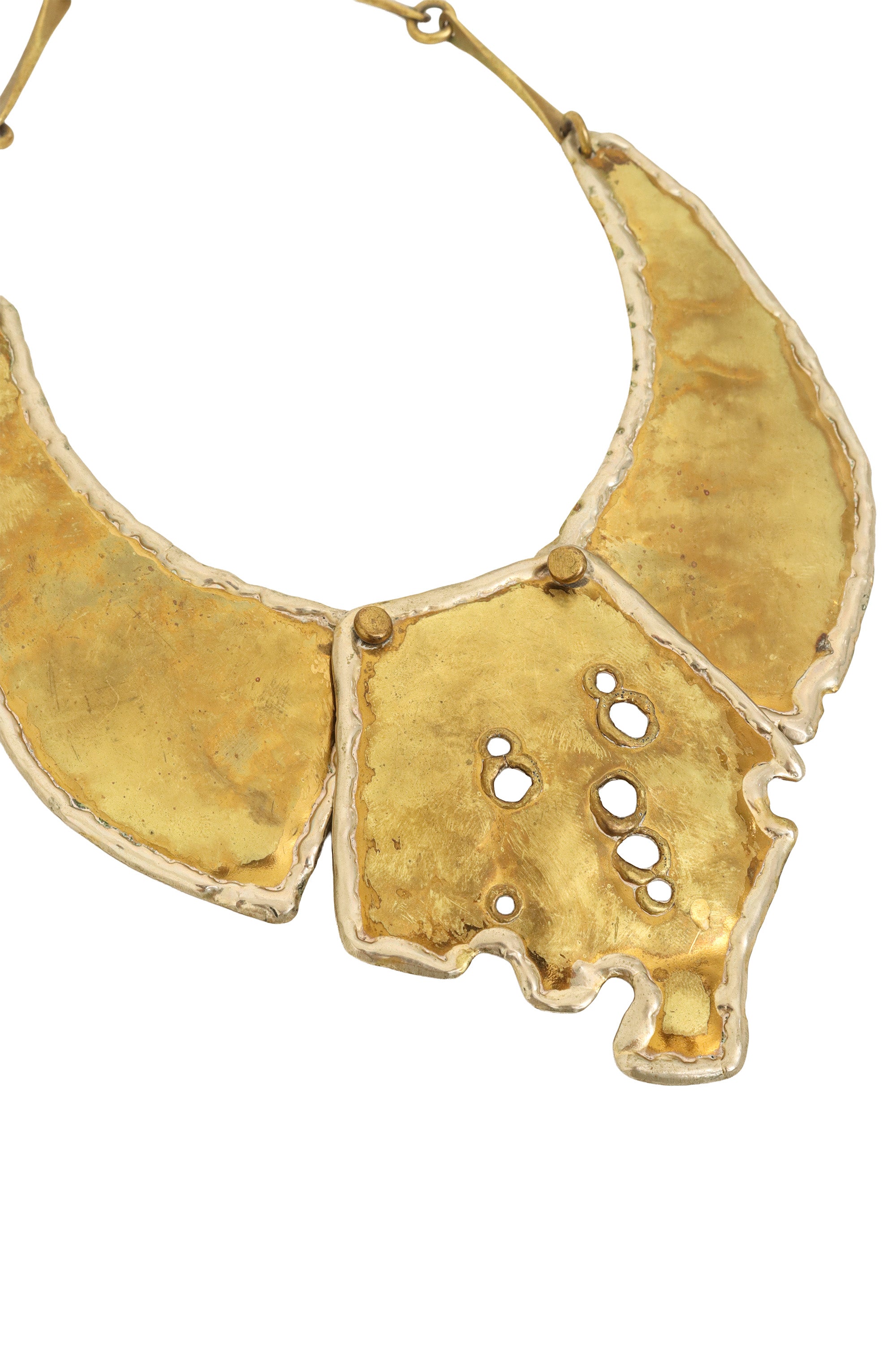 Mixed Metal Hammered Hole Brutalist Collar close @ Recess LA
