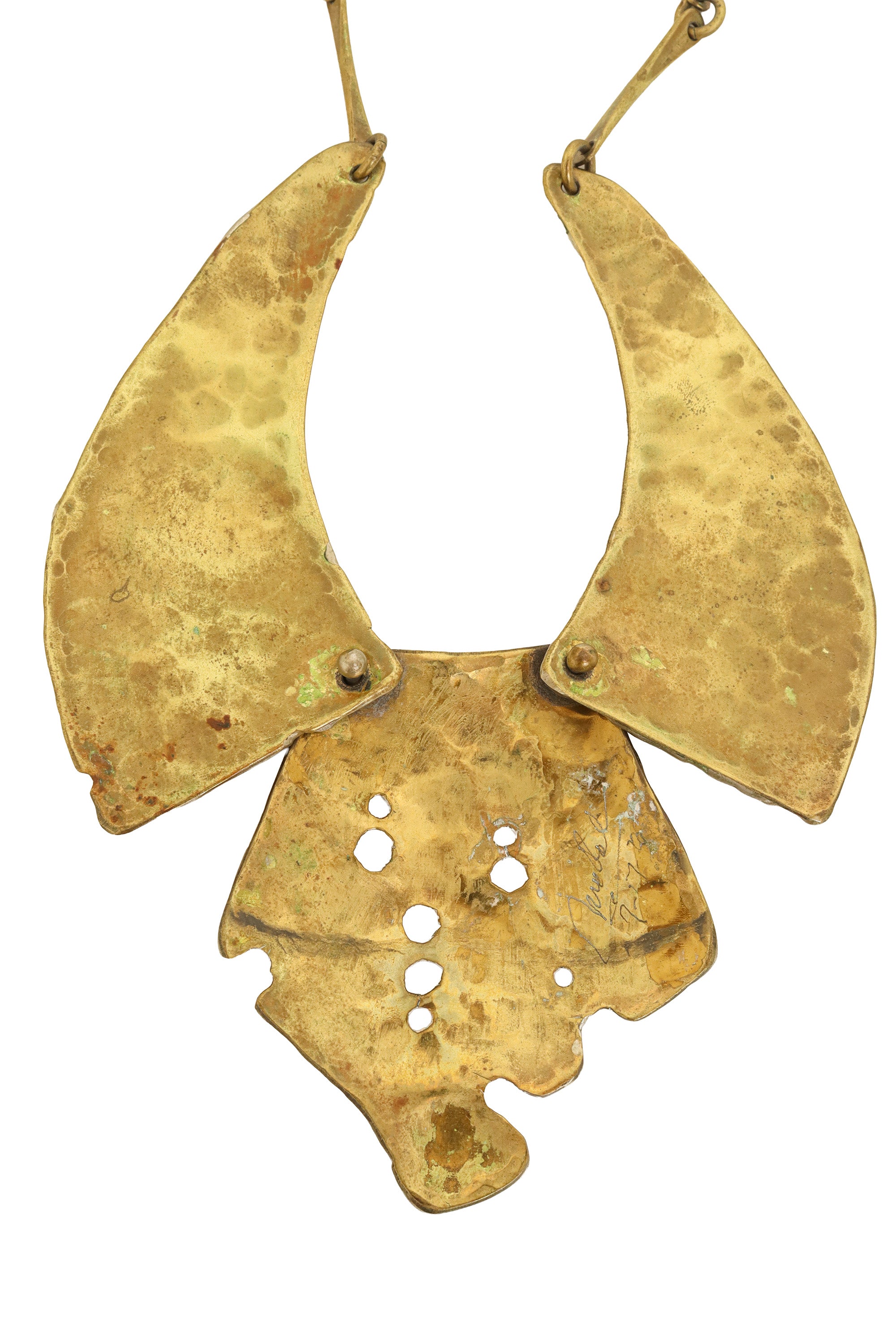 Mixed Metal Hammered Hole Brutalist Collar back @ Recess LA