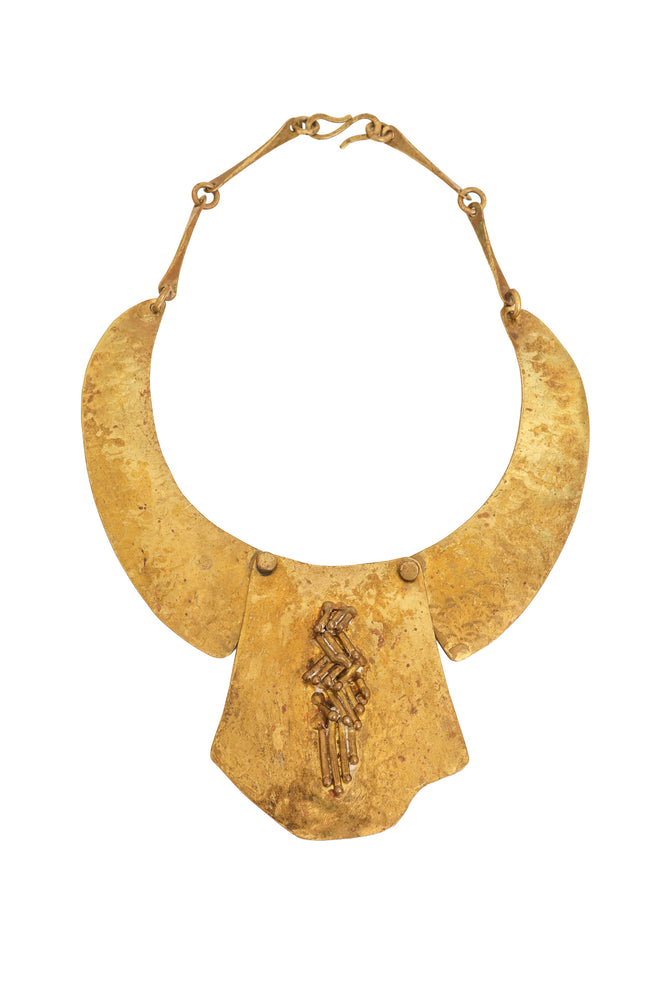 Hammered Bar Cluster Brutalist Plate Collar @ Recess LA