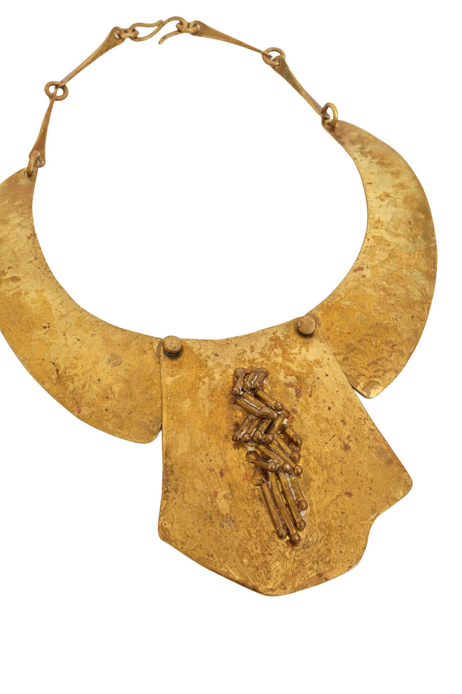 Hammered Bar Cluster Brutalist Plate Collar close @ Recess LA