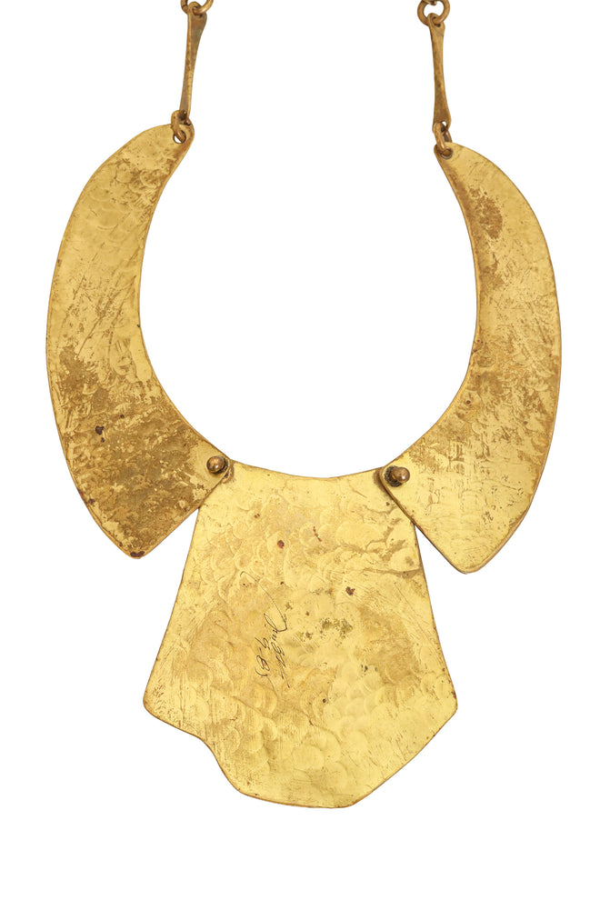 Hammered Bar Cluster Brutalist Plate Collar back @ Recess LA