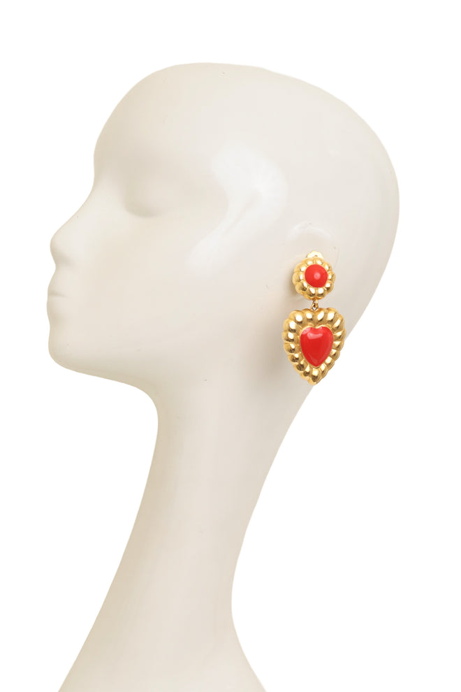 Framed Heart Earrings by Escada on mannequin @ Recess LA