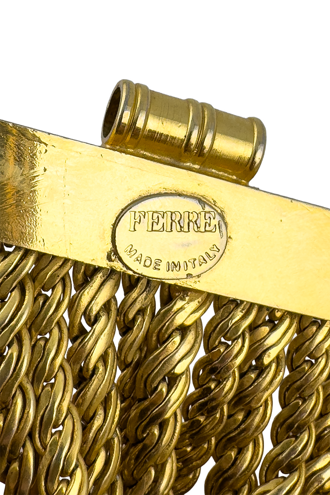 Wide wheat chain collar necklace by Gianfranco Ferre signature @ Recess LA