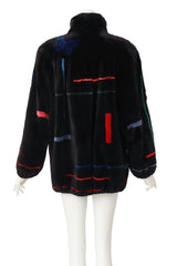 Stripe Fur Jacket by Zuki on mannequin back @ Recess LA