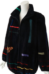 Stripe Fur Jacket by Zuki on mannequin close @ Recess LA