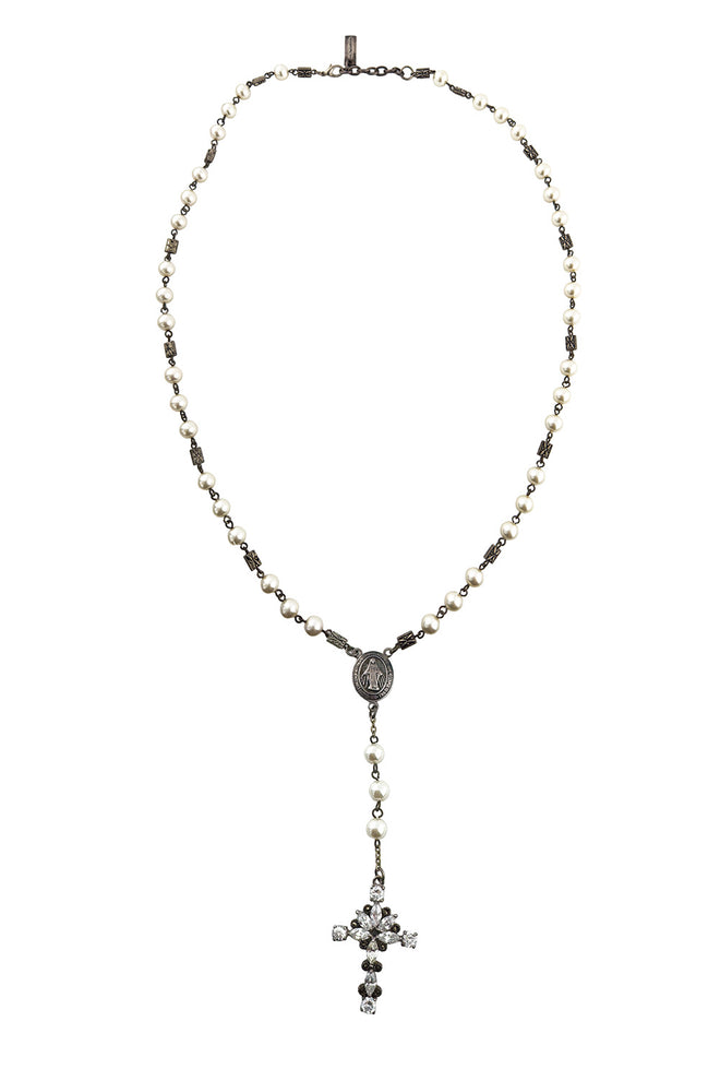 Vintage Dolce & Gabbana Crystal & Pearl Rosary Necklace @recess la