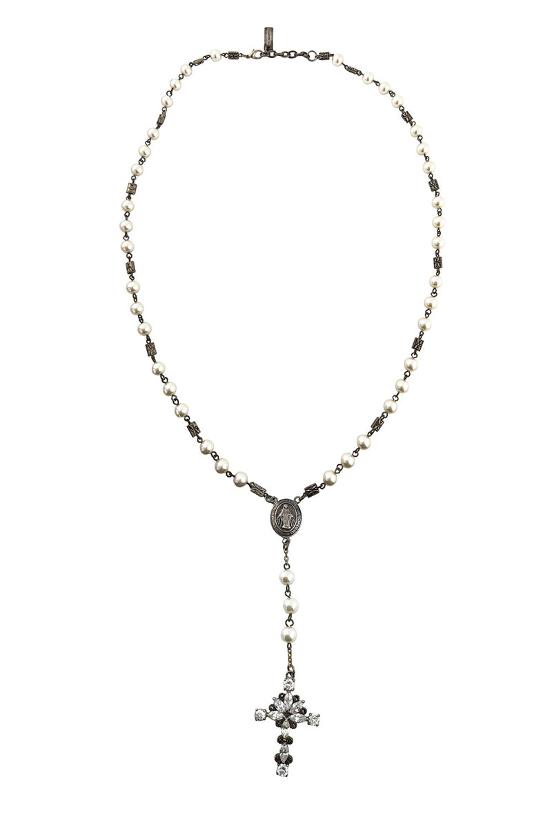 Vintage Dolce & Gabbana Crystal & Pearl Rosary Necklace @recess la