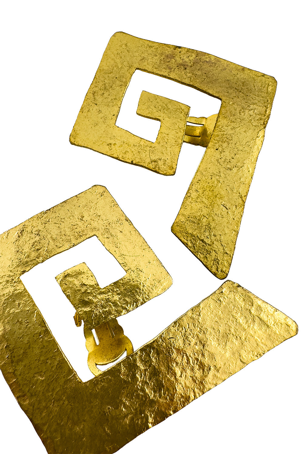 Vintage Hervé Van Der Straeten Greek Key Earrings detail @recess la