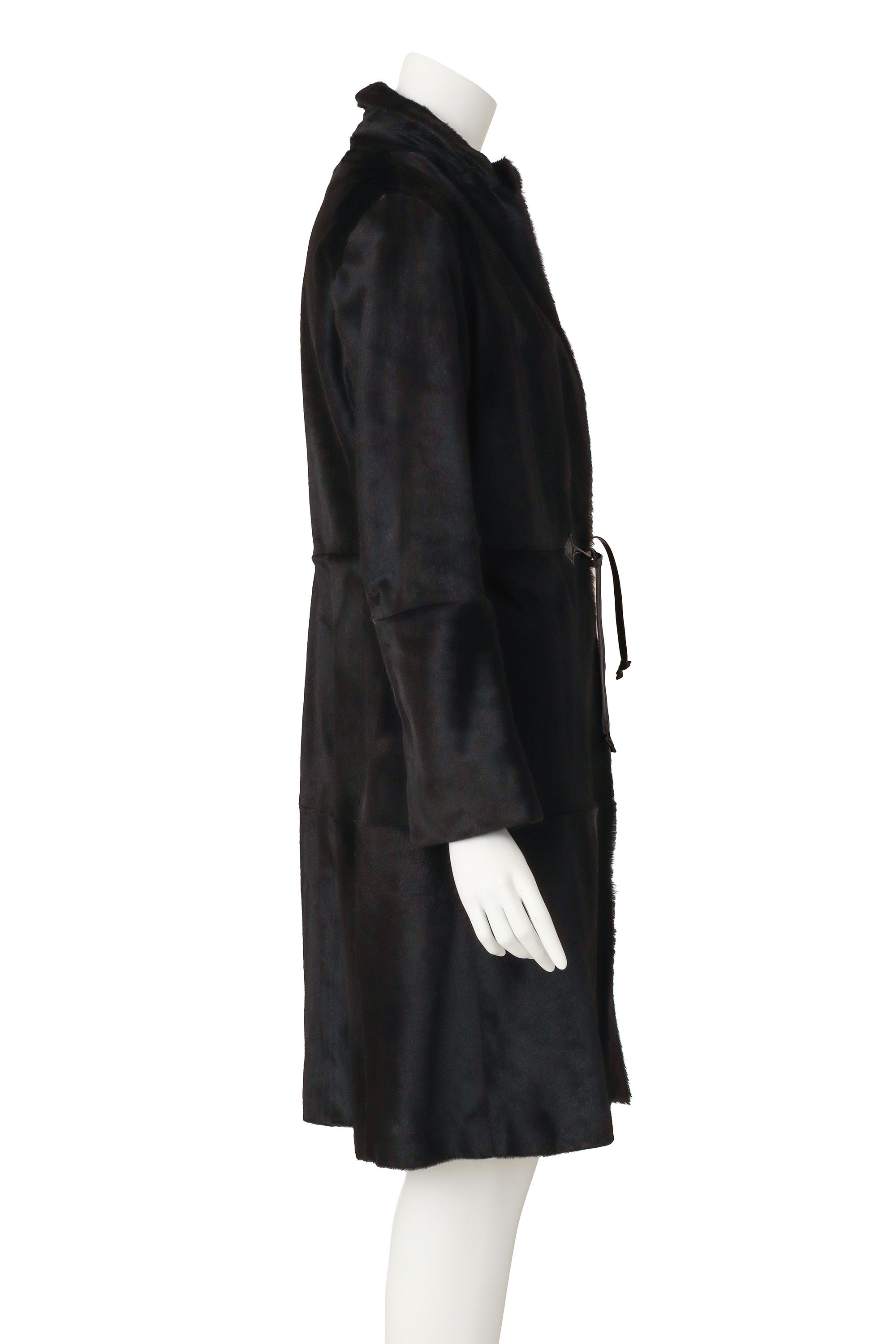 pony hair coat by Joop! on mannequin side @ Recess LA