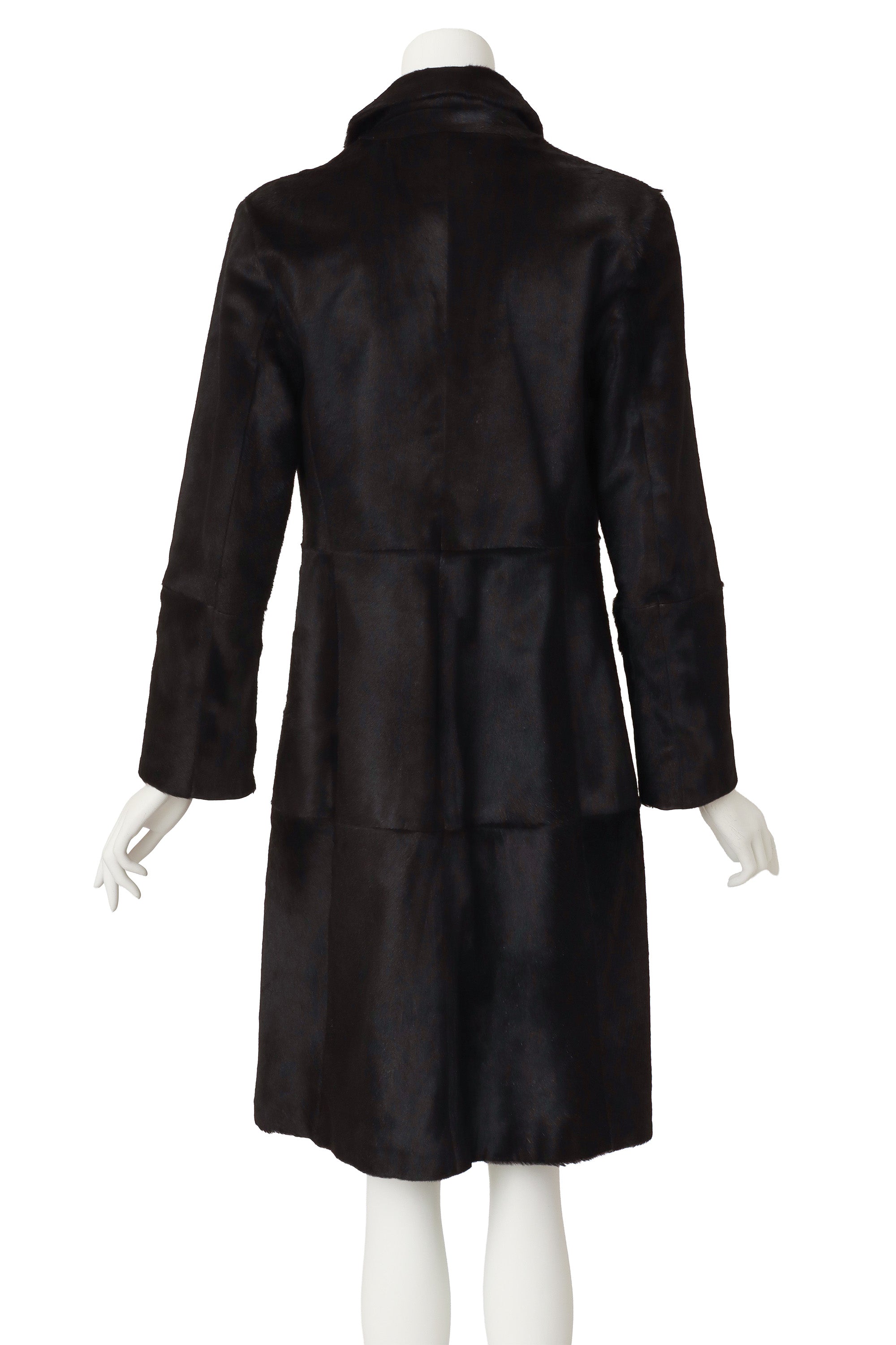 pony hair coat by Joop! on mannequin back @ Recess LA