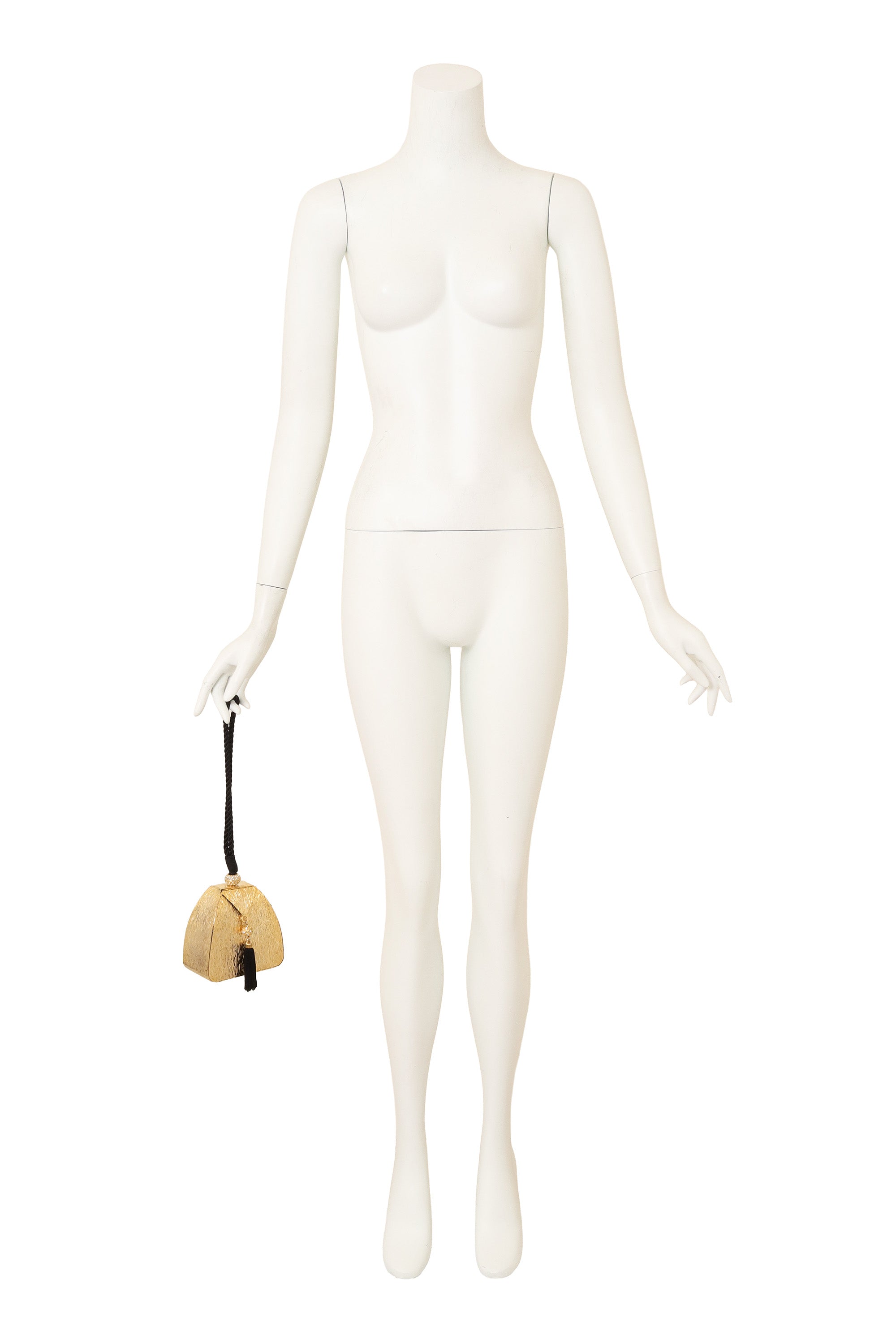 A-Frame Tassel Box Bag by Sasha held by mannequin @ Recess LA