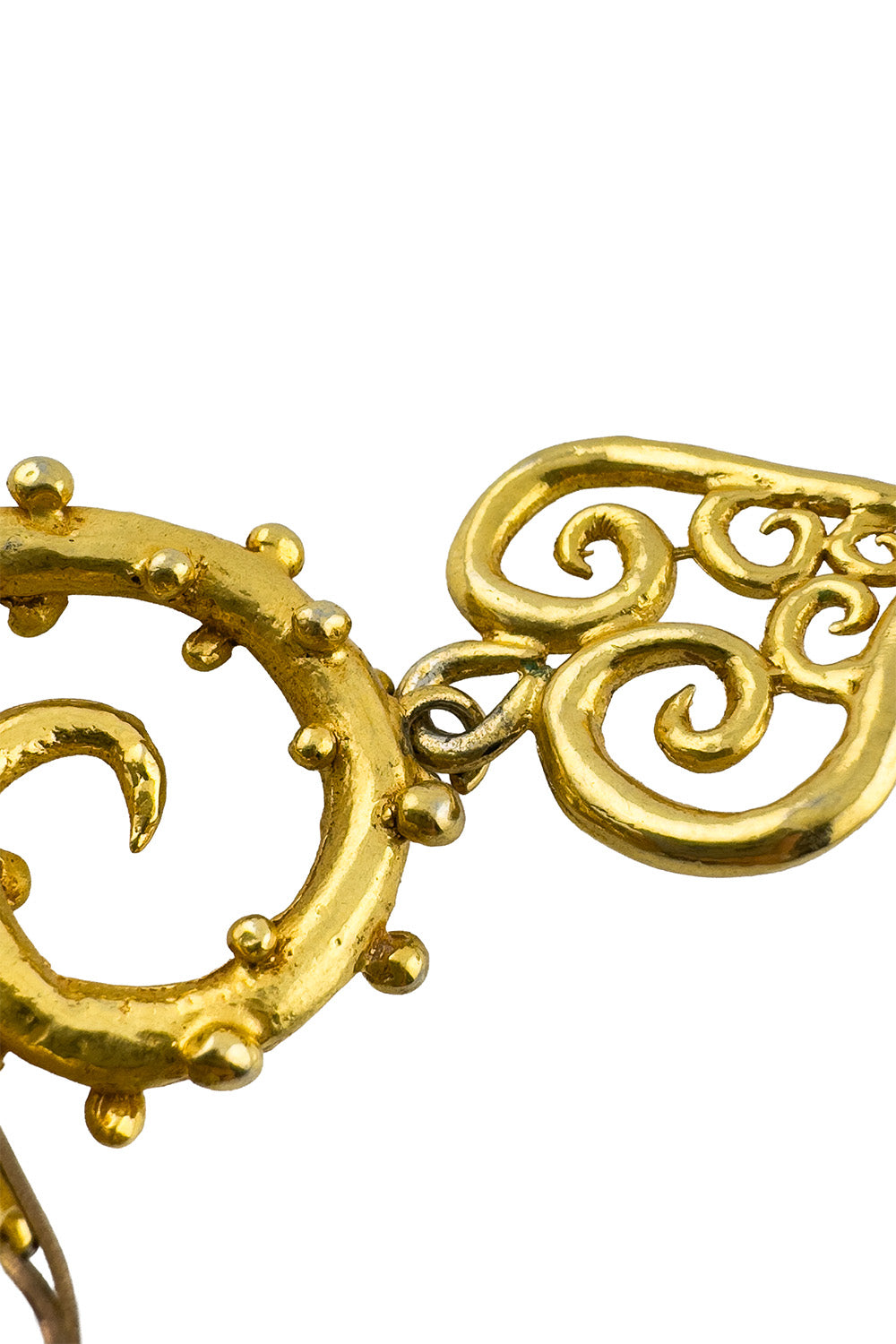 Vintage Hervé Van Der Straeten Studded Heart Drop Earrings wear @recess la