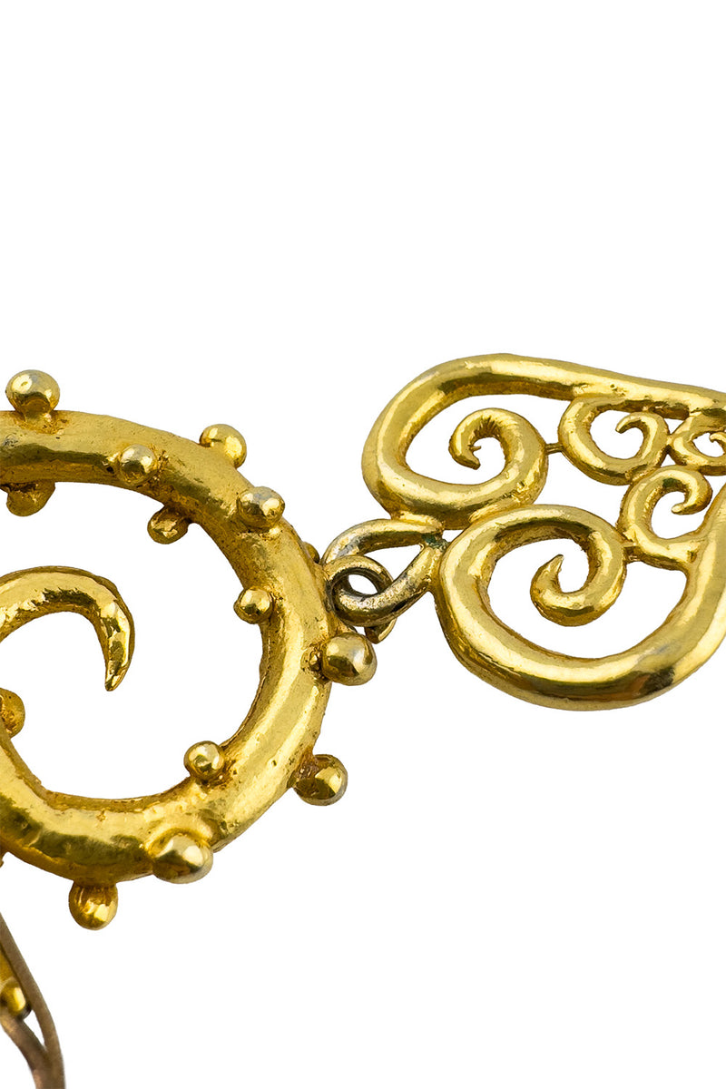 Vintage Hervé Van Der Straeten Studded Heart Drop Earrings wear @recess la