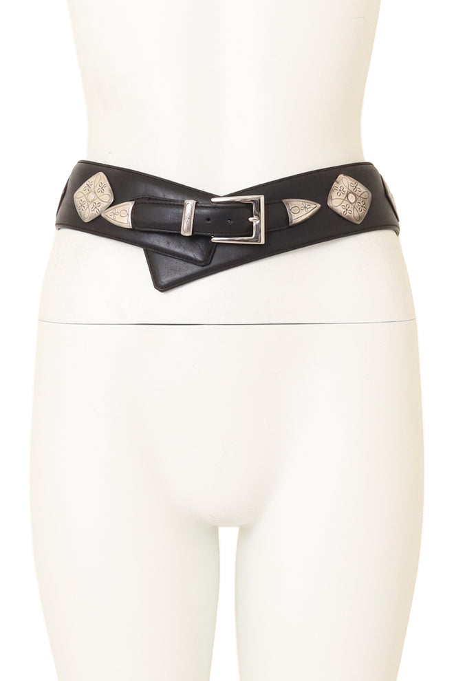 Floral Diamond Leather Concho Belt by JM Davidson on mannequin @ Recess LA