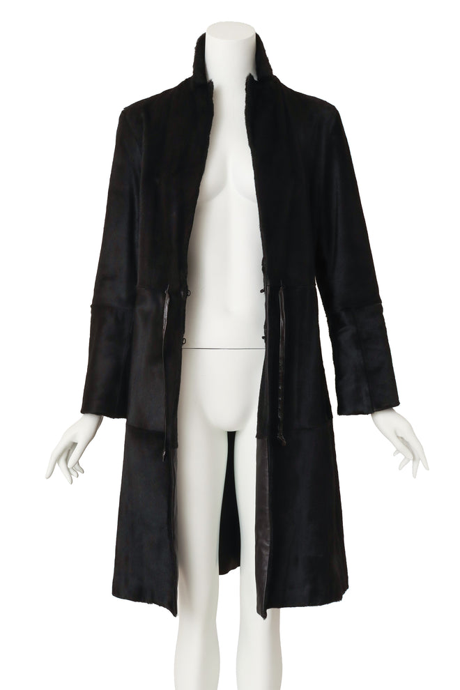 pony hair coat by Joop! on mannequin open @ Recess LA